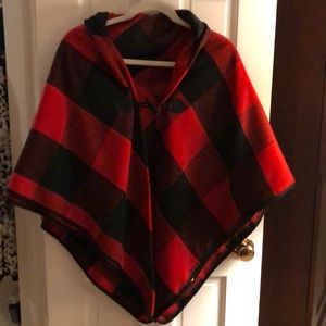 Black and red checked cape
